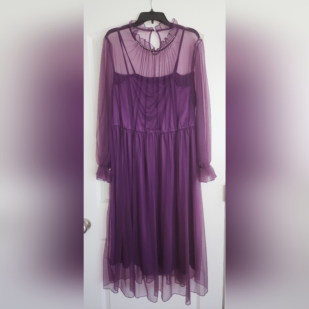 SHEIN Purple Long Sleeve Dress
